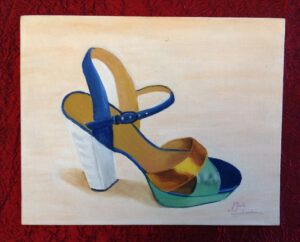Chaussure colorée peinte par Nicole LOMBARDIN